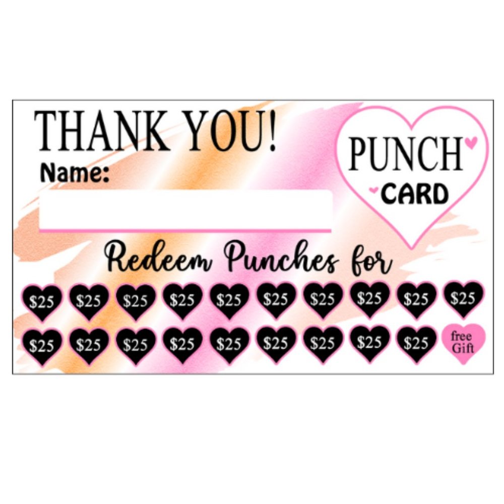 60 Thank You Punch Card